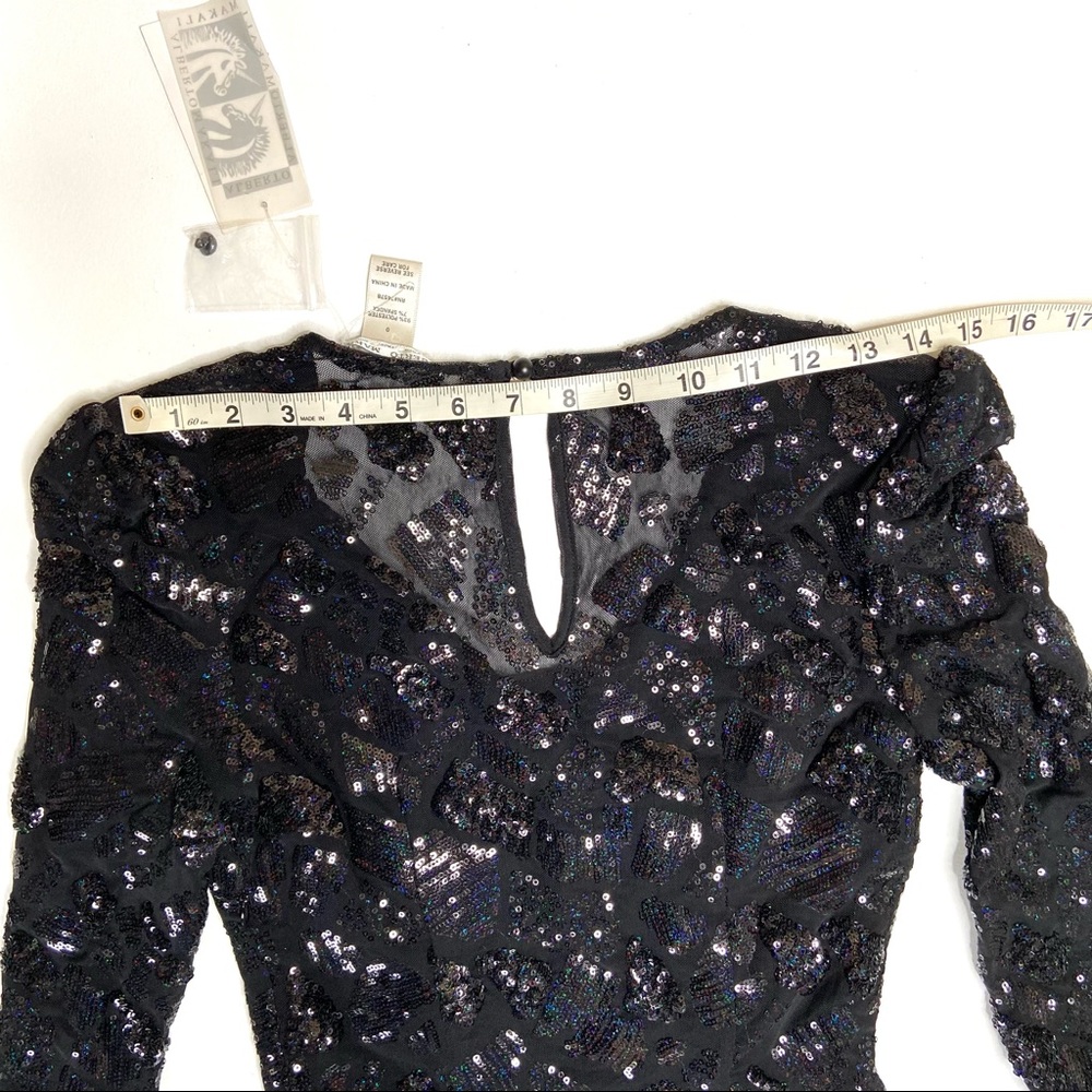 ALBERTO MAKALI Black and Iridescent Sequined Cocktail Dress - Picture 11 of 16
